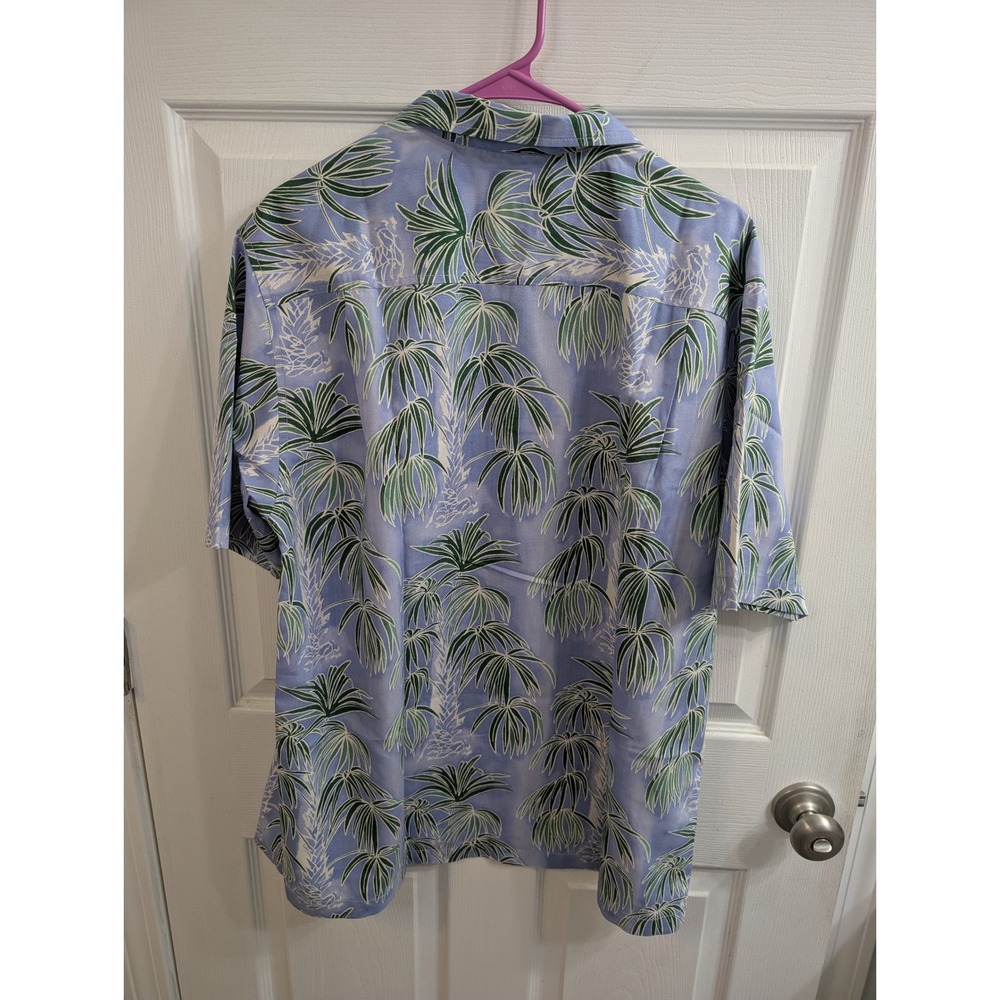 Tommy Bahama Hawaiian Shirt Mens Blue Silk Blend Palm Tree Original Fit - Size M - Picture 2 of 6
